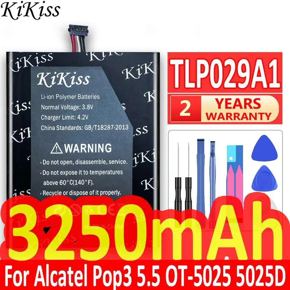 

For Alcatel Onetouch Pop 3 5.5" OT-5025 OT-5025D Mobile Phone Battery TLP029A1 High Compatibility 3250Mah