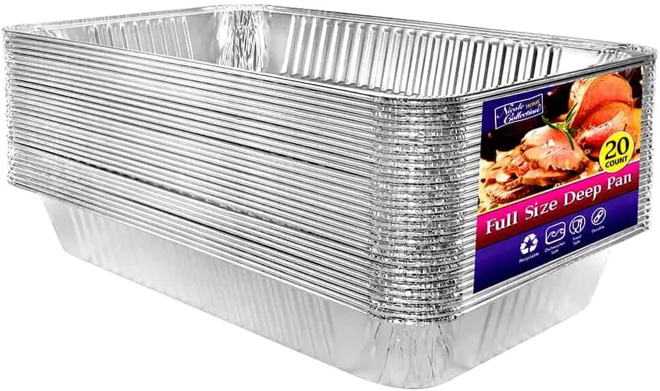 

Extra Heavy Duty Aluminum Foil Pans, 21x13 Inches, 20 Pack for Roasting Baking Catering