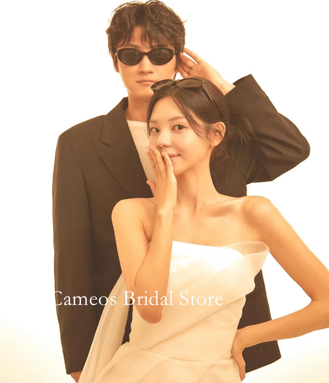 SONDR Customized Simple Wedding Dresses Sleeveless  Ivory Strapless Korea Organza A-Line  Brides Gowns Women Bridal Dresses