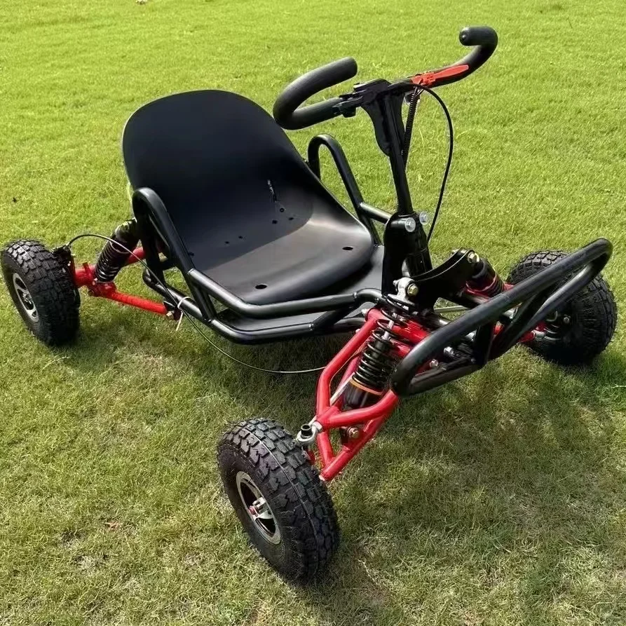90cc 2-Stroke Fuel-Powered Go-Kart Club Low-Speed Racing 4-Inch Tubeless Tires Outdoor Camping Pedal Go-Kart For Children/Teens