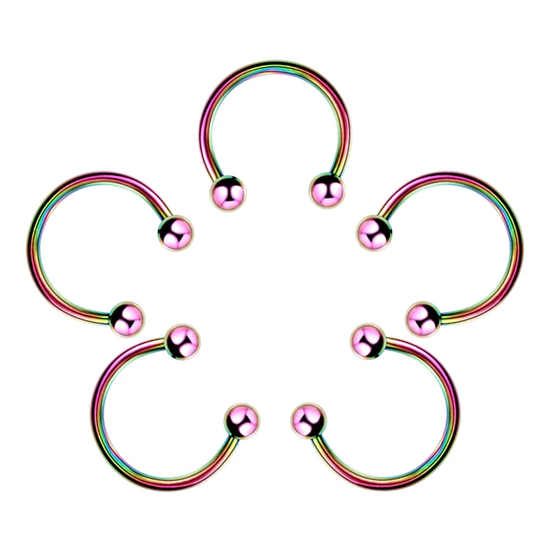 Stainless Steel Cone Spike Horseshoe Circular Septum Nose Ring Nipple Hoops Nose Septum Eyebrow Ear Piercing Body Jewelry