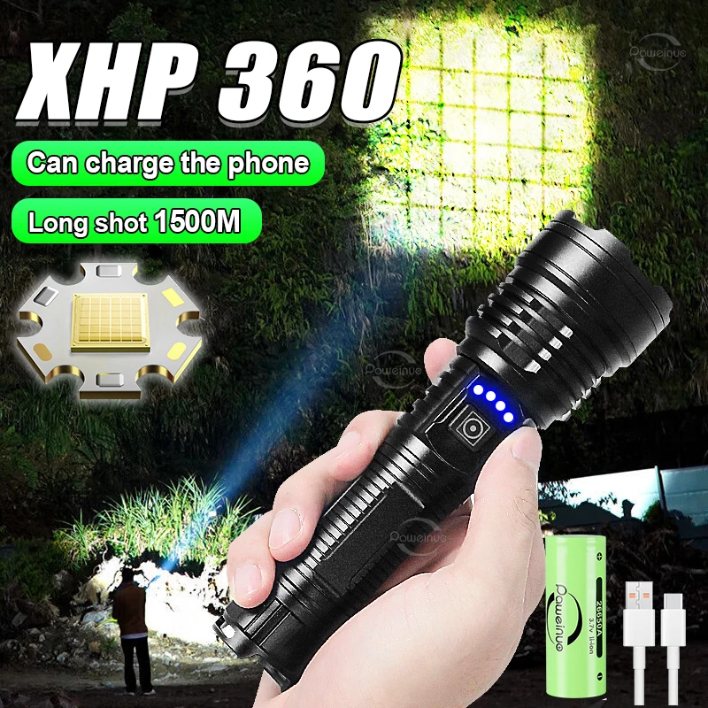 

Super Bright XHP360 LED Flashlight Telescopic Zoom Tactical Flashlight USB Rechargeable Lamp Ultra Powerful Portable Hand Lamp