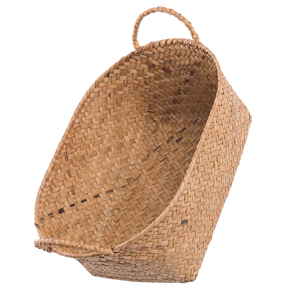 Straw Storage Basket Sundry Container Farmhouse Sundries Woven Serving Bowls Bins Fruit Decorative Organizer with Cover