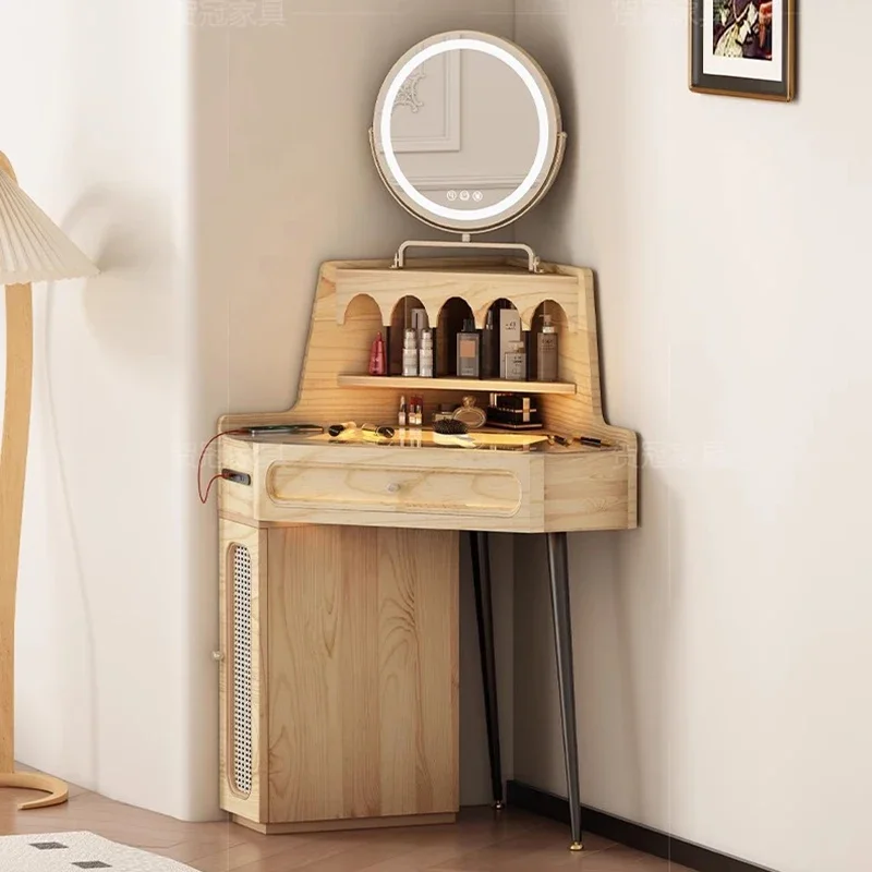 

Luxury Cabinet Dressers Makeup Vintage Multi Functional Storage Dressers Mirror Glass Table Top Bedroom Furniture Toaletka TYDT