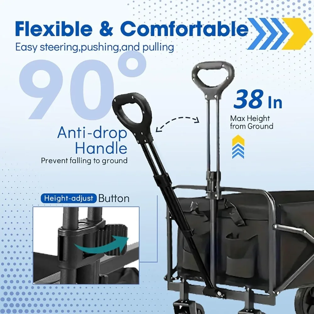 عربة شاطئ قابلة للطي عربة شاطئ قابلة للطي مع عجلات لجميع التضاريس عربة بقالة شديدة التحمل للتسوق والشاطئ والتخييم والرياضة