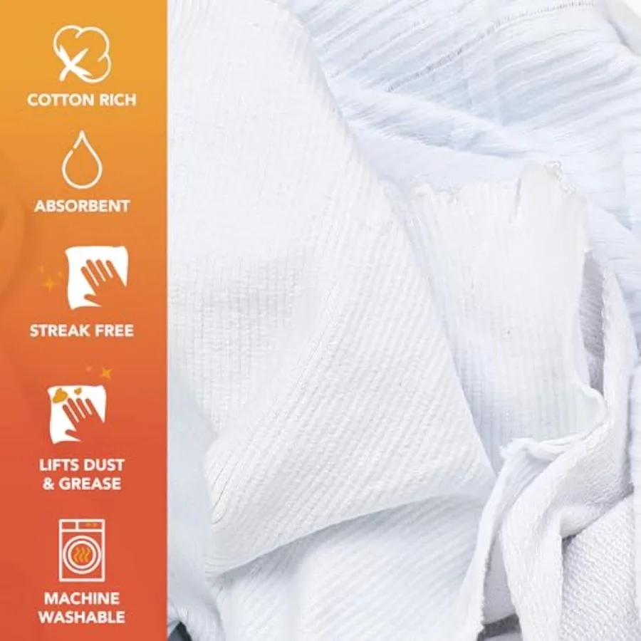 Arkwright T-Shirt Rags Bulk,,Cotton Cleaning Towels, Low Lint Knit Wiping Cloths for Paint, Stain, Grease, Shop and Auto Use, A
