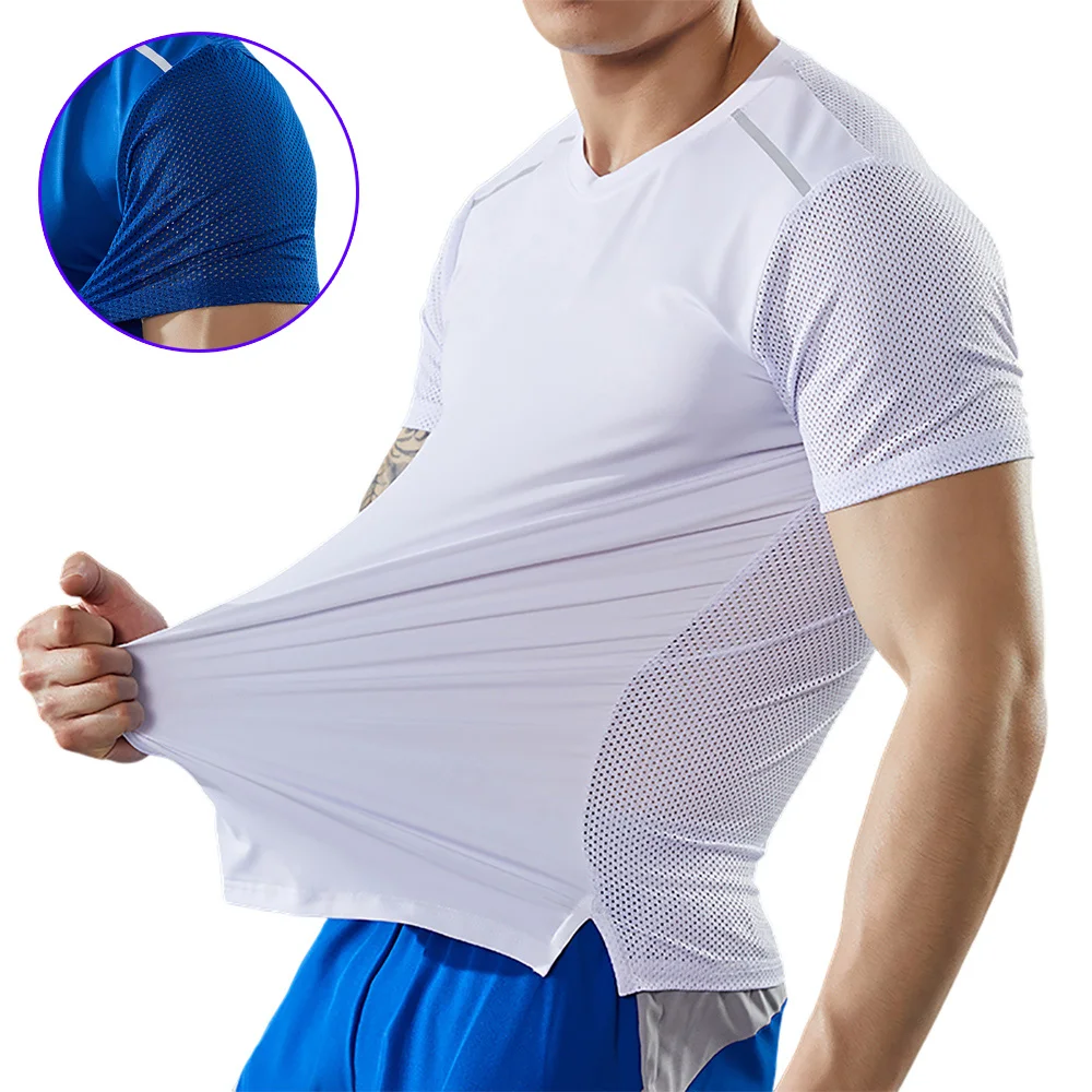 

Men Running Sport T-Shirt Compression Fitness Men's Quick Dry Training Mesh Breathable Shirts