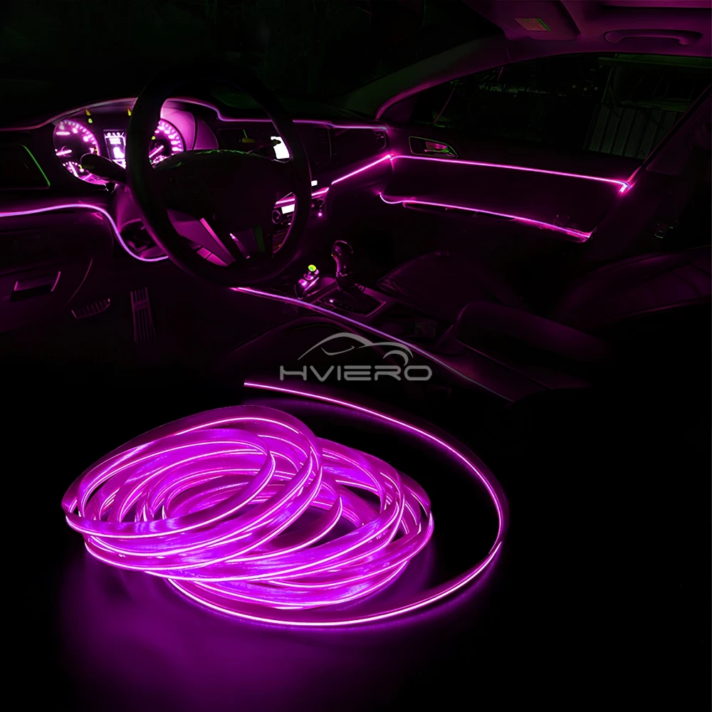 Heißer Verkauf 1/2/3/5M Auto Innen Beleuchtung LED Tür Streifen Dekoration Girlande Draht seil Rohr Linie Flexible Neon Lampen Bar USB Stick – Detail 14
