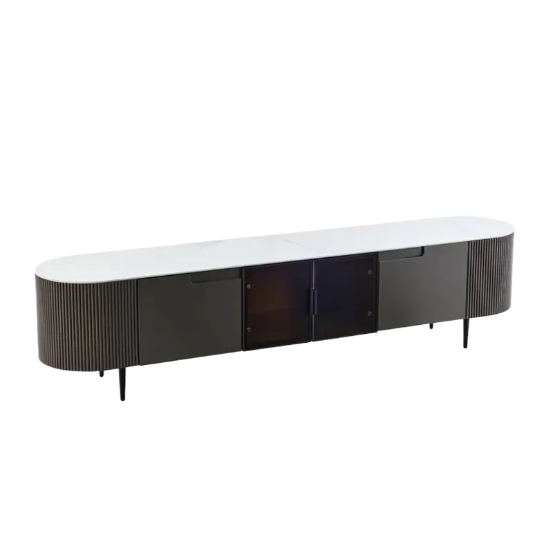 Modern TV Stand for Living Room Carbon Steel Tripod TV Table with Storage Shelves Home Entertainment Center Minimalist Design - view 4