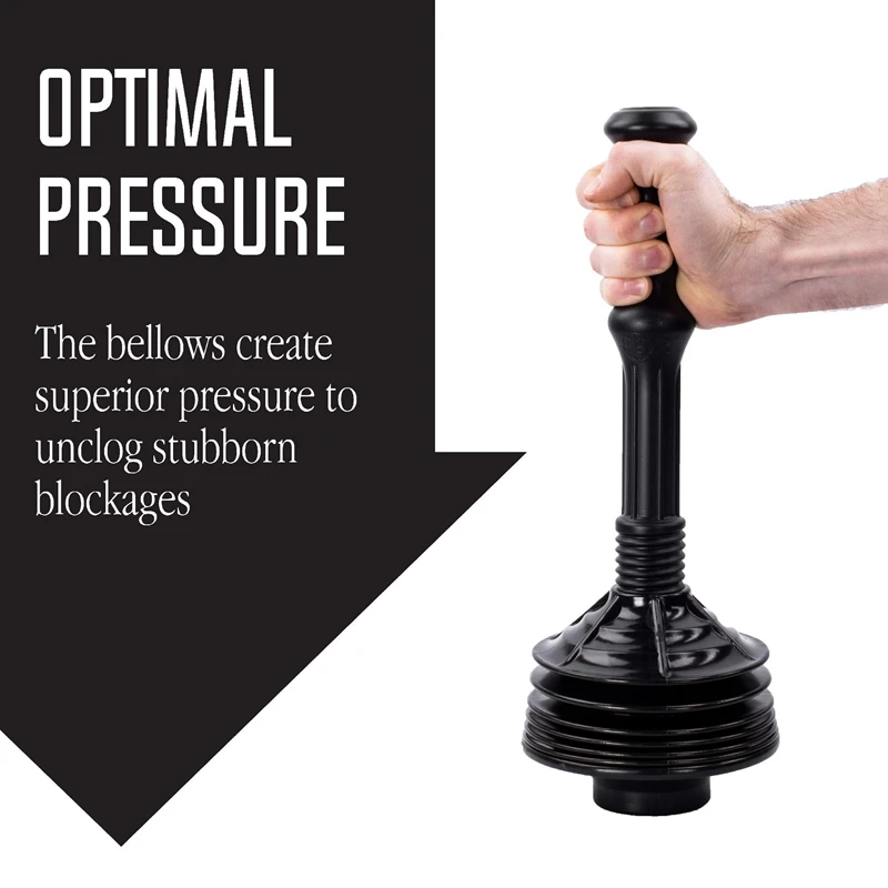 1 PCS High Pressure Thrust Plunge Black Plastic Toilet Plunger Removes Heavy Duty Clogs From Clogged Bathroom Toilets