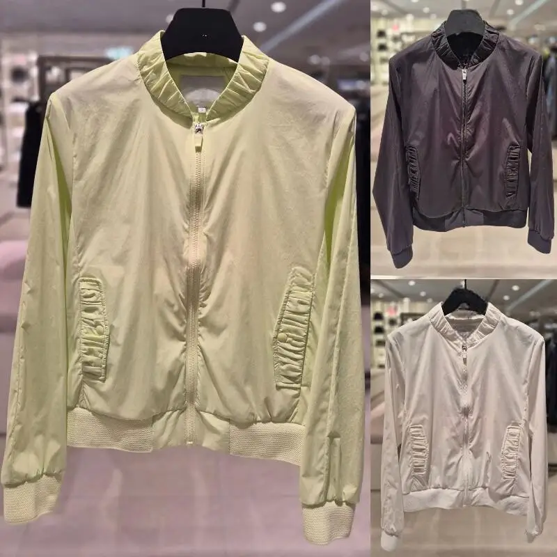 Women's 2026 Autumn Golf Jacket Stand Collar Simple Loose Long Sleeve Golf Sports Top