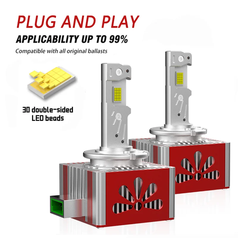 

2 шт. D1S D3S автомобильные светодиодные фары HID D1R D3R Turbo LED 30000LM CSP чип 6000K белый Plug & Play авто лампа 12 В 24 В