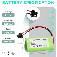 LS001-02 Compatible Battery for Vactidy T6 T7 T8 Robot Vacuum 11.1V 2600mAh Lithium Ion Pack Replacement Sweeper Accessory