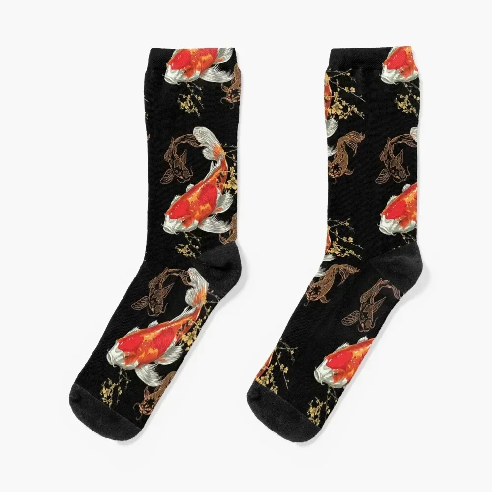 Beautiful Colorful Koi Fish Swimming Design Socks essential valentine gift ideas kids Women's Socks Men's