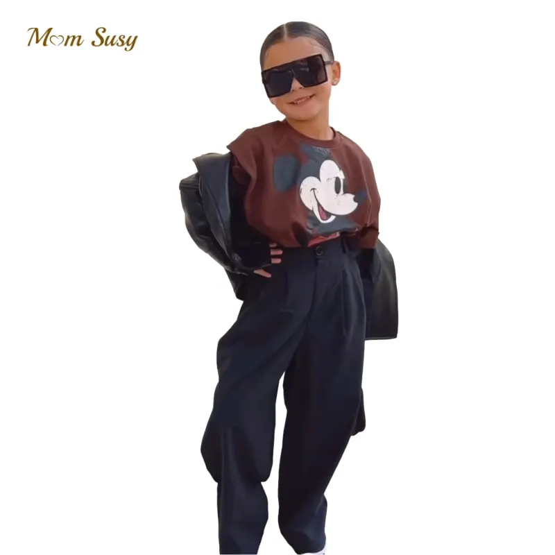 Baby Girl Boy Formal Pant Infant Toddler Child Button Suit Trousers Infant Toddler Child Casual School Pant Baby Clothes 1-10Y