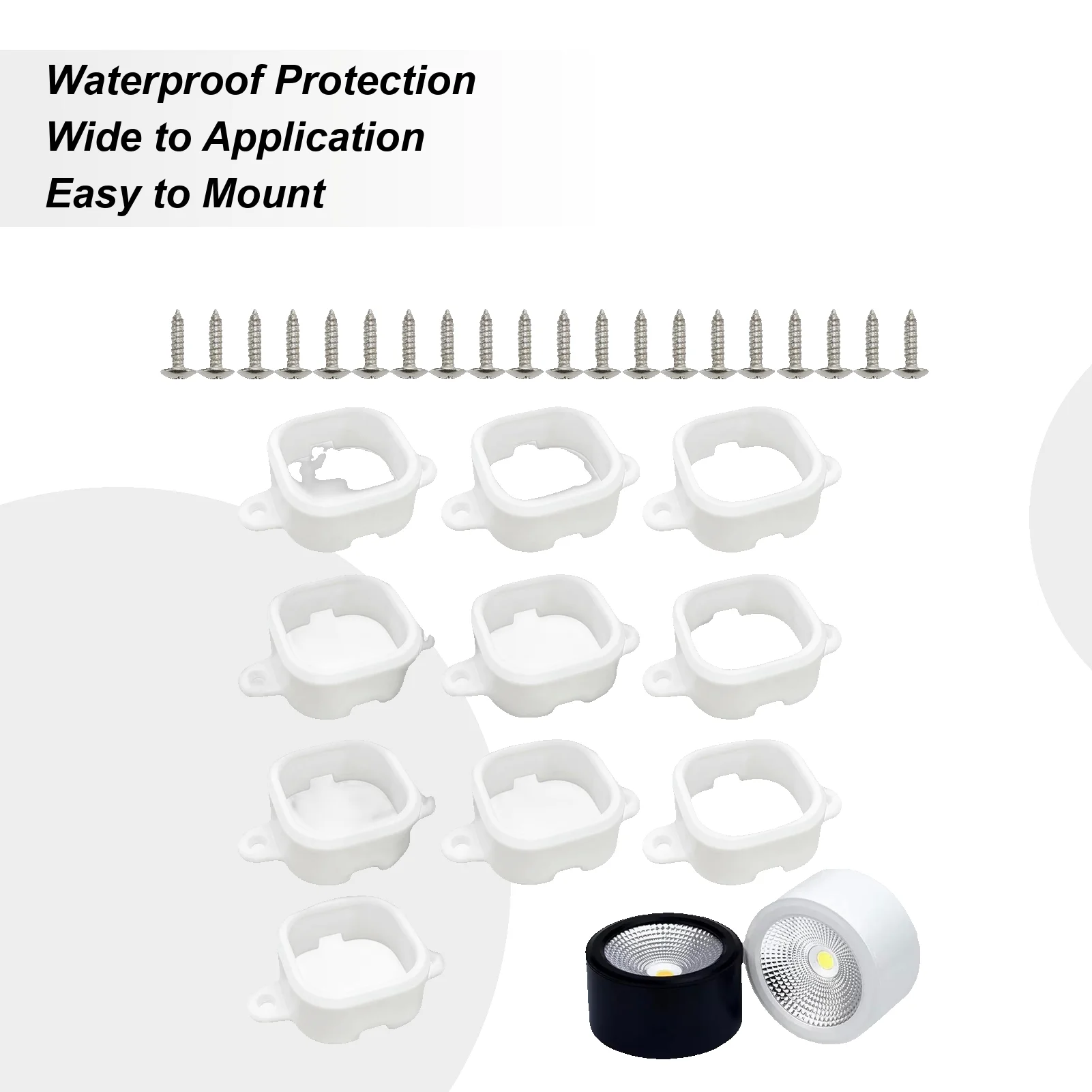 

LED Light Mount 10 Pieces Wall Light Mount With 20 Screws Waterproof Fixing Clamp For Outdoor Walkway Pathway Patio Porch Wall