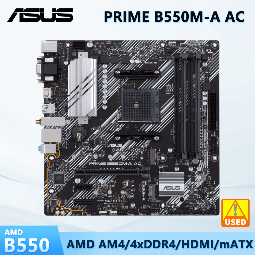 ASUS B550 Motherboard PRIME B550M-A AC Supports Ryzen 5 5600G 5600/Ryzen 7 5700x3d 5800x3d 5700x 5800x 3800x/Ryzen 9 5900 5950X