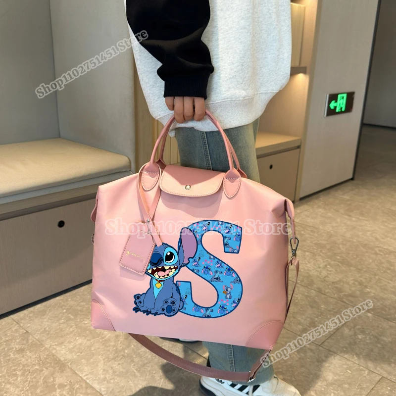 Disney Stitch Letter A-Z Print Tote Handbag for Women Fashion Ladies Hand Bags Work Dating Crossbody Bags Large Capacity Satchel