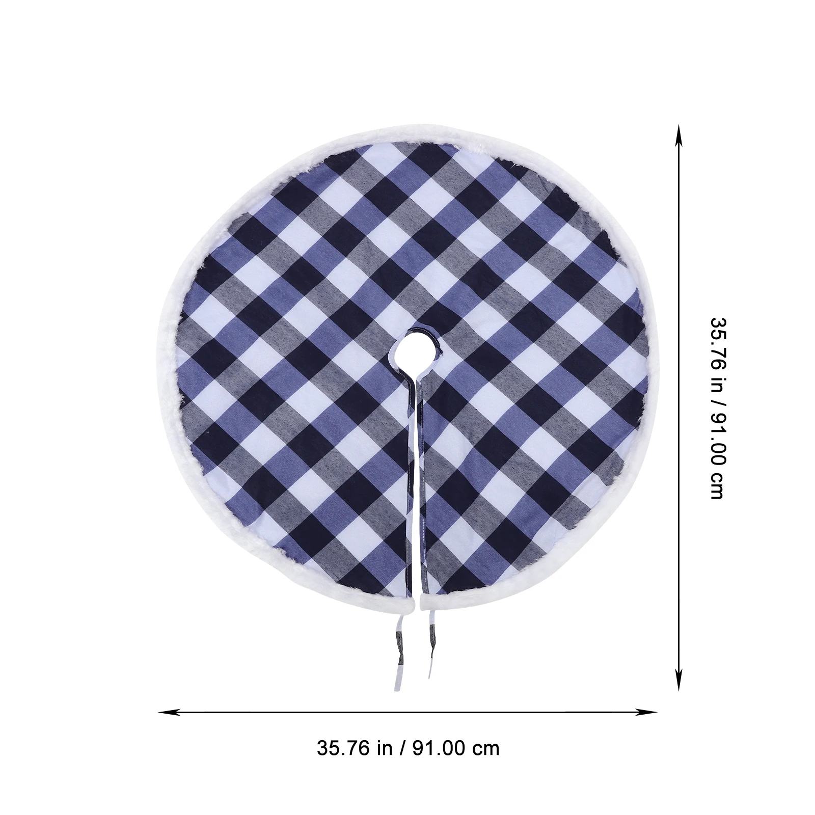 

Rustic Plaid Christmas Skirt Thick Blue White Checkered Xmas Tree Dress Decorative Mat Holiday Family Decoration