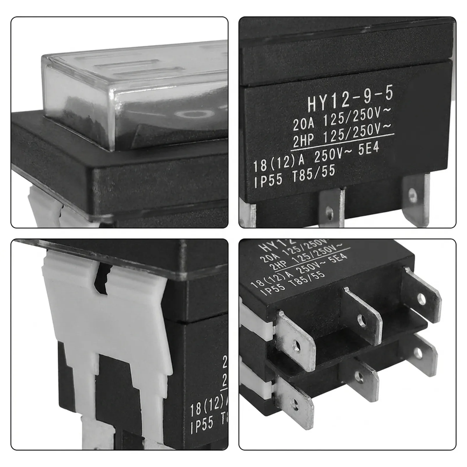 Color: Black 3-Position Switch 20A Electric Rocker Switch Clamp Connectors Construction High Current Rating Color: