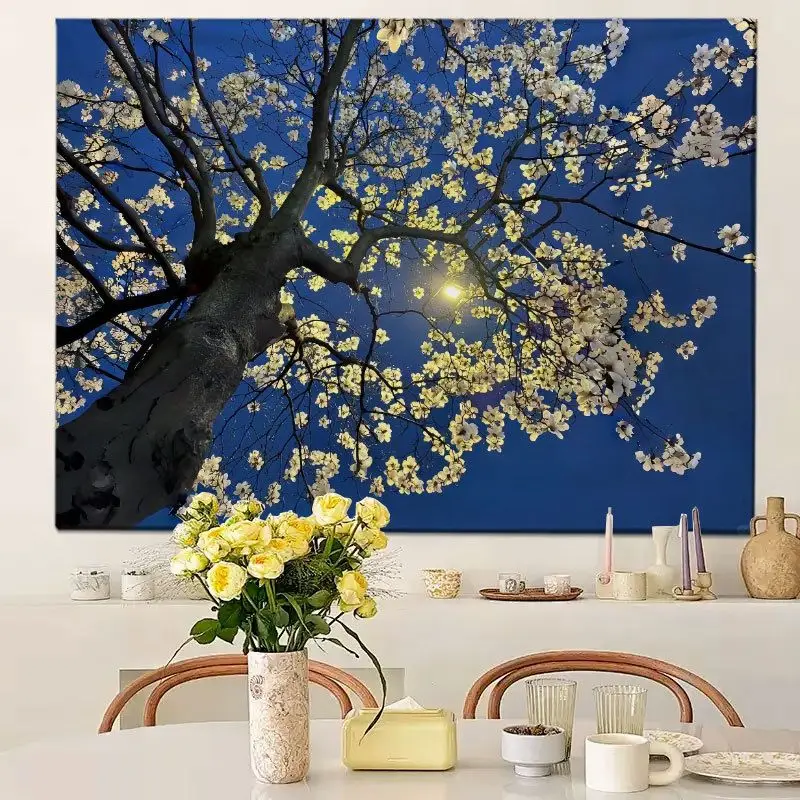 VIKAMA Southeast Asian Water Market Landscape Tapestry, High Definition Wear-Resistant Fabric for Living Room Decor