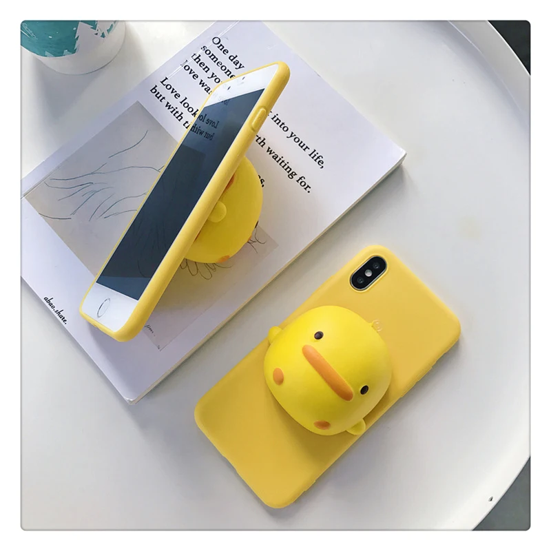 Yellow Duck Cases For Huawei Y5 Lite 2018 Y6 Pro Y7 Y9 2018 Y9 Prime 2019 Y5P Y6P Y6S Y8P Reduce Stress Toy Soft silicone Cover