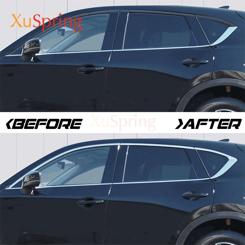 2Pcs Car Windows Trim Chrome Strips Outer Decorative Garnish Cover Refit For Mazda CX-5 CX5 2017-2024 KF Car-styling