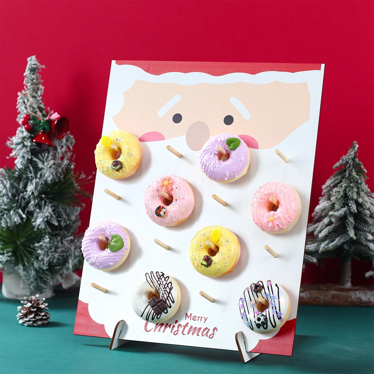 

Merry Christmas Decorations Wooden Donut Stand Wall Dessert Doughnut Table Holder Christmas New Year Party Table Decors Supplies