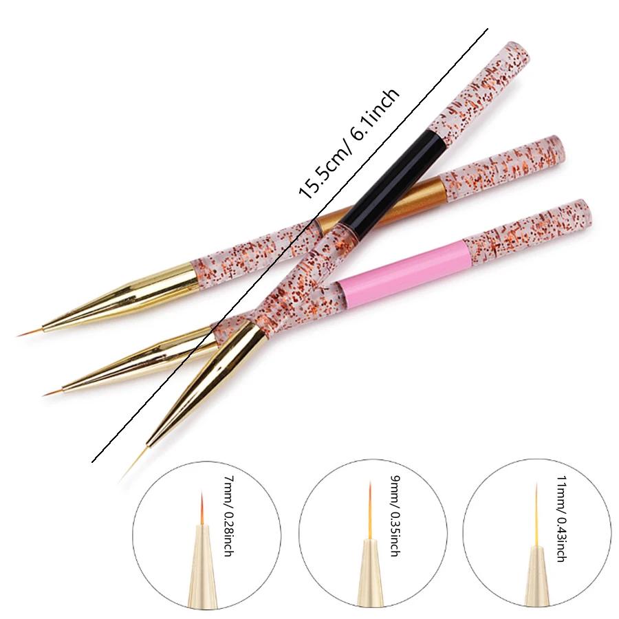Nail Art Pinsel Set, Dual-Ended Dotting Pen Zeichnung Schnitzen Marmor Nagelstift Flat Liner für Acryl Gel Polish Maniküre – Detail 16