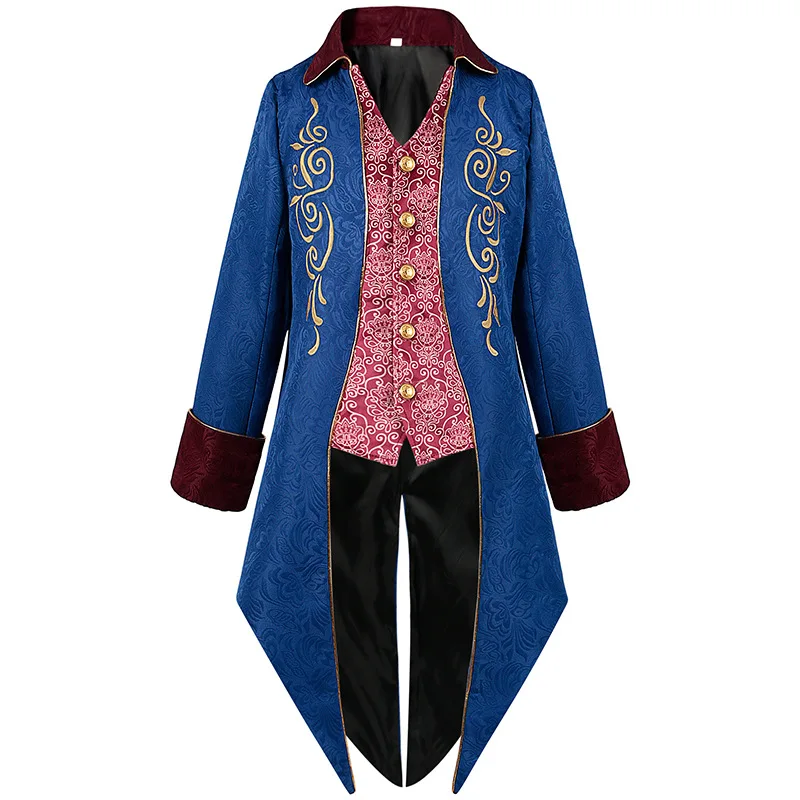 

Men's Medieval Tuxedo Jacket Victorian Renaissance Retro Cosplay Costume Steampunk Tailcoat Halloween Carnival Party Overcoat