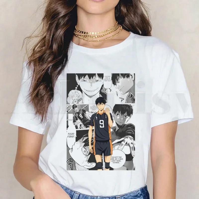 تي شيرت مانغا ياباني بأكمام قصيرة للنساء ، ويا ويا هايكيو ، كوورو ، توبات نسائية ، تيشيرتات هاراجاكو ، تيشيرتات عتيقة