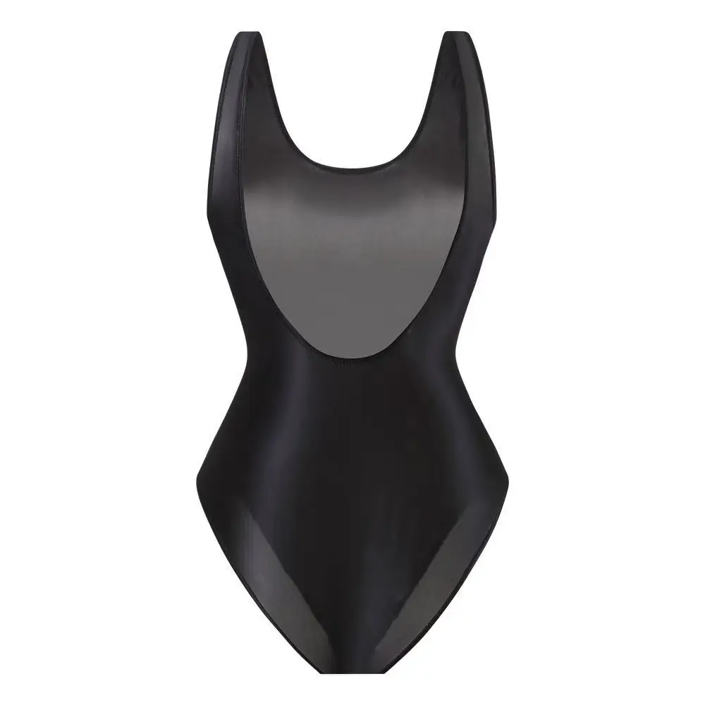 Black satin u-neck