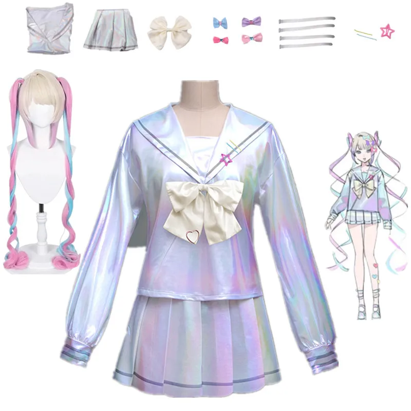 

Game NEEDY GIRL OVERDOSE KAngel Cosplay Costume Lolita Girls Beautiful Laser JK Sailor Suit School Uniform Long Sleeve Drop Ship