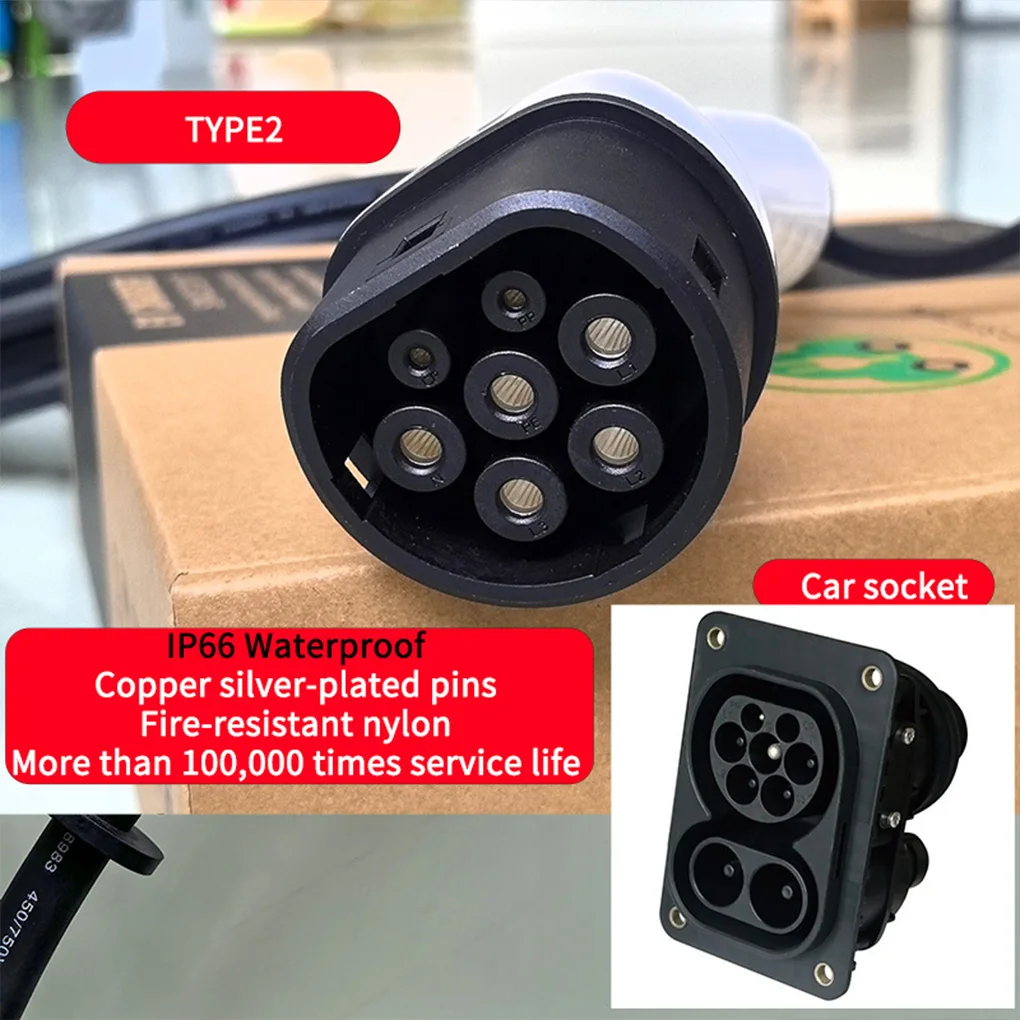 Портативное 3-фазное мобильное зарядное устройство для электромобилей типа 2, 11 кВт, 16 А, 5 м, зарядный кабель IEC 62196-2, зарядное устройство для электромобилей с ЖК-дисплеем и сумкой, британская вилка