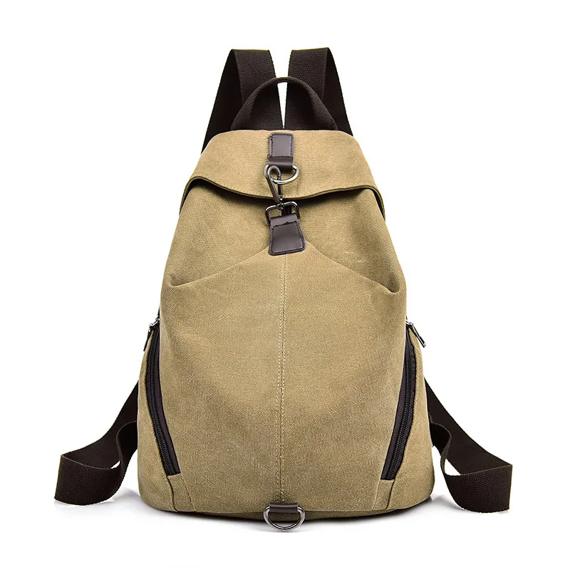 Korean Solid Color Canvas Backpack Unisex College and High School Students Backpack Creative Leisure Travel Commuting Backpack