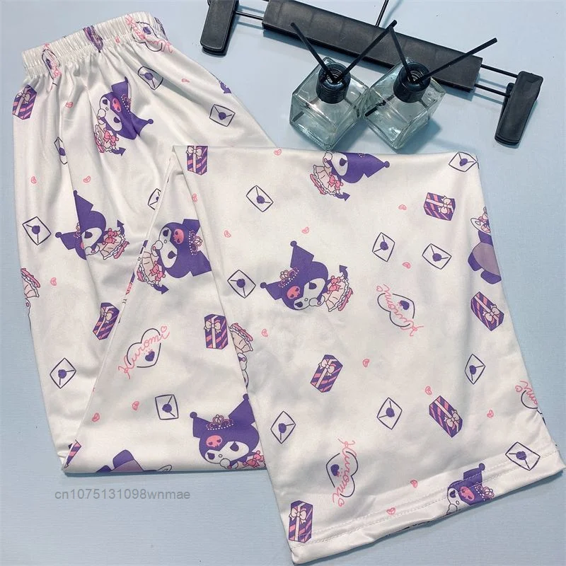 Sanrio Melody Pochacco Casual Pants for Women, Home Korean Cute Cartoon Pajama Pants, Loose Oversize Trousers, Y2k, New