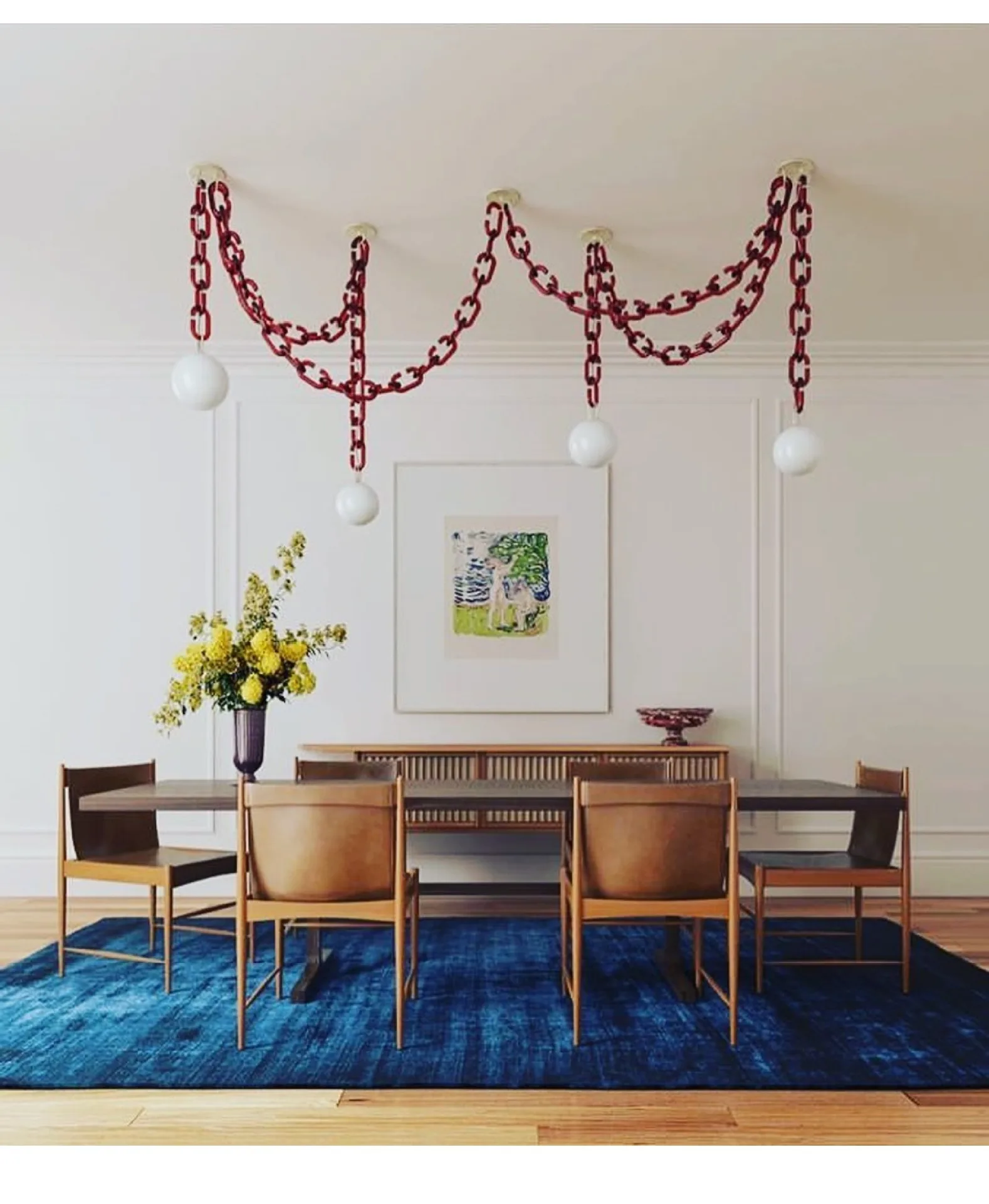 

Modern Chain Chandelier Nordic Glass Hanging Light for Dining Room Living Room Bar Coffee Shop Suspended Home Decor