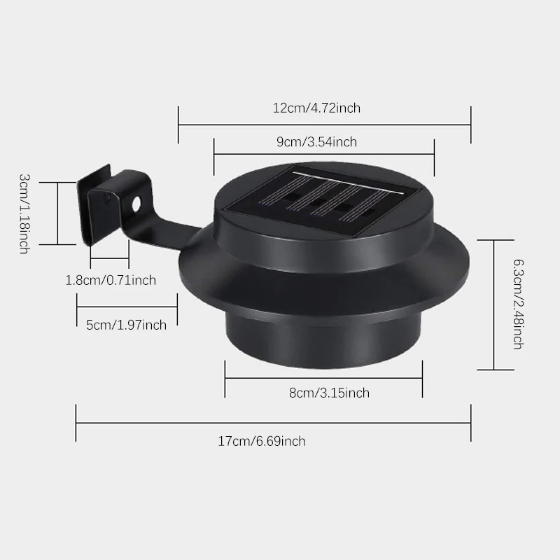 3LED الطاقة الشمسية مزراب ضوء مقاوم للماء الجدار مصباح أبيض دافئ سياج ضوء الليل لحديقة مسار كامبين ديكو LED تركيب المصابيح