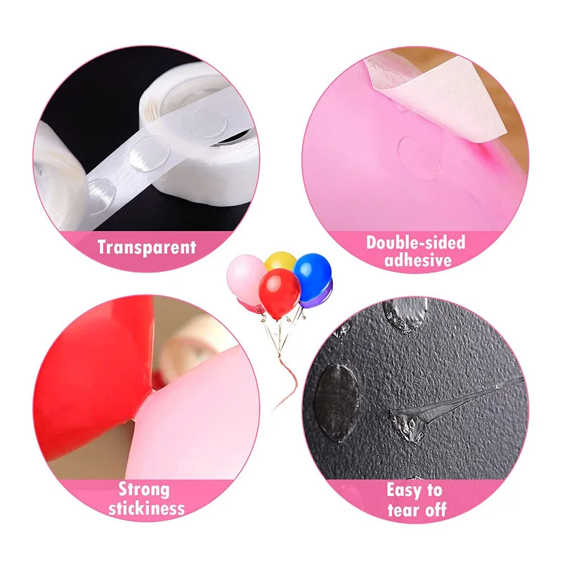 Ballon-Klebepunkte, doppelseitige Klebepunkte, abnehmbare, klare Klebepunkte, rückstandsfrei, für Partydekoration, DIY-Bastelarbeiten, 100-1000 Stück – Detail 2