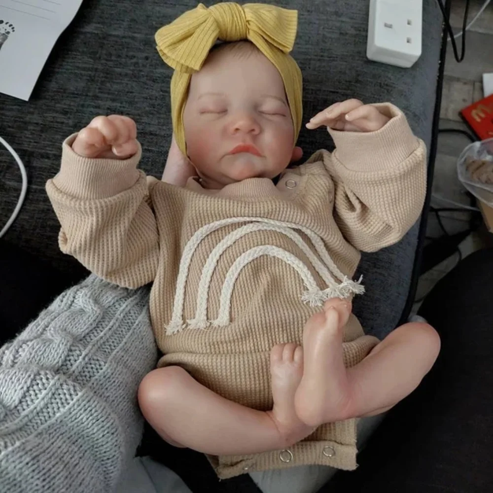 

18inch Reborn Baby Doll Levi Already Painted Finished Newborn Sleeping Baby Size 3D Skin Visible Veins Collectible Art Dolls Toy