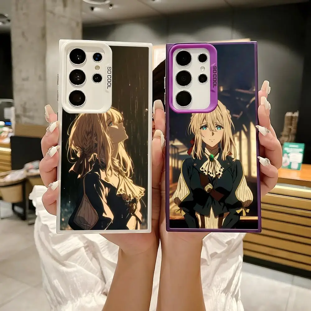 

V-Violet Evergarden Phone Case For Samsung Galaxy S25 Edge S24 S23 S22 S21 S20 Ultra Funda Silicone Colorful Silver Phone case