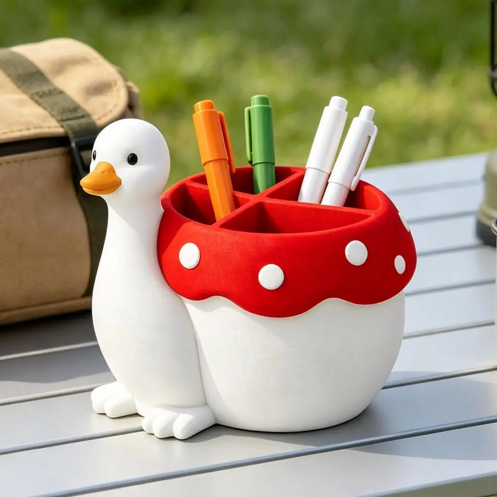 Decorative Pencil Holder Cute Goose Pen Holder Organizer Capacity 3d Printed Stationery Container Compact Desk for Pens