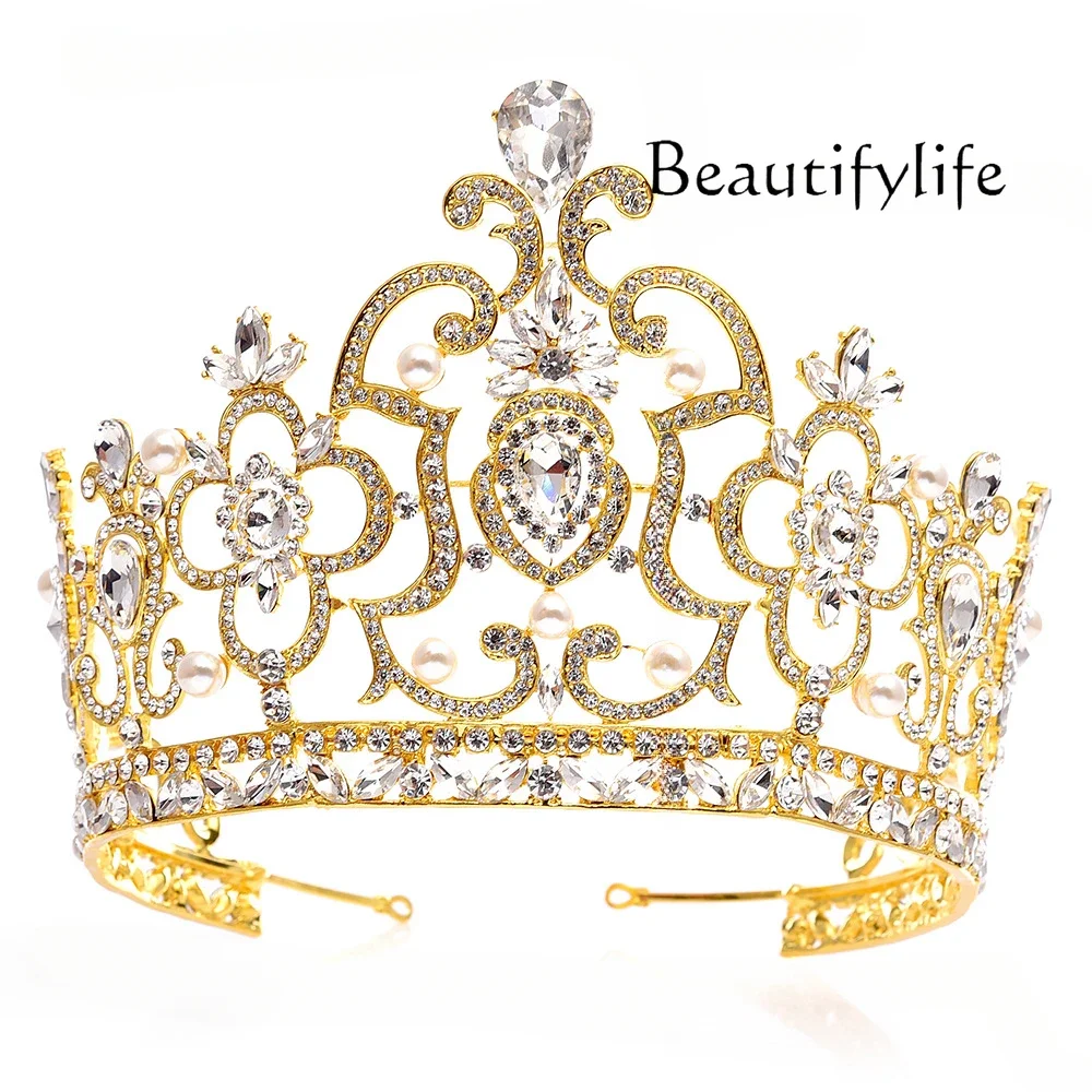 Simple high-end light luxury crown headgear men's and women's models large crown hair accessories