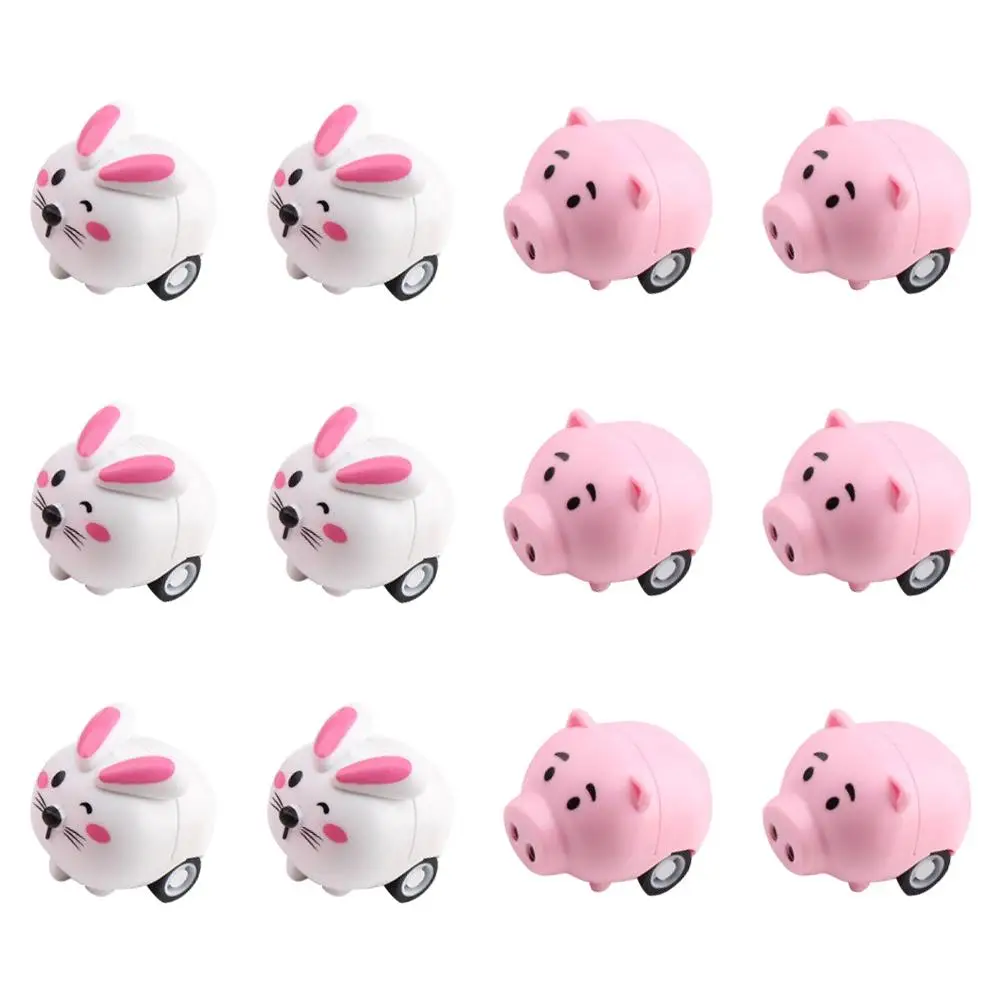 

12 Pcs Pull Back Car Model Toys Funny Miniature Vehicles Cartoon Animal Shape Inertia Cars For Kids Non Remote Control