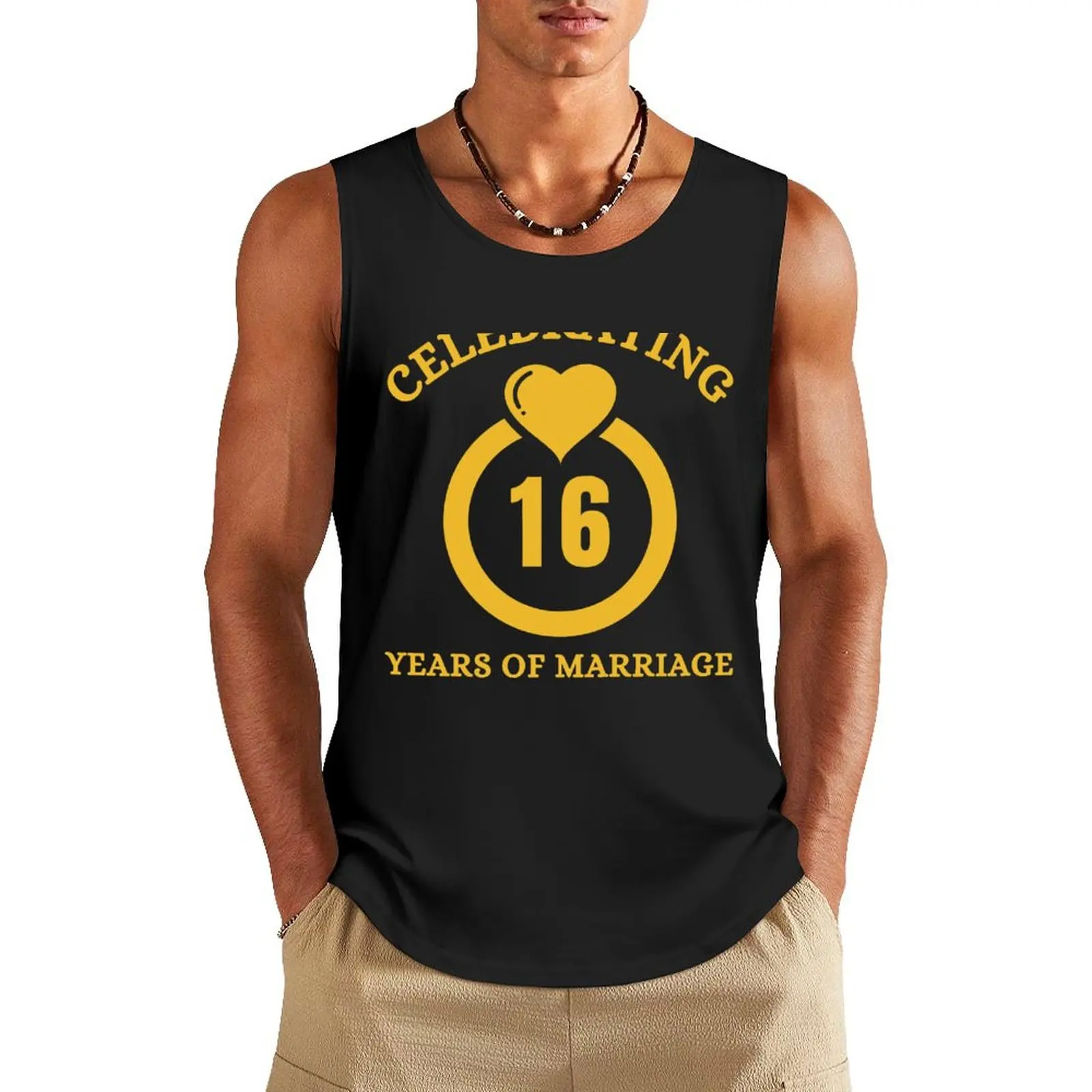 

Celebrating 16 Years Of Marriage - Wedding Anniversary Gift Tank Top T-shirt men summer clothes man 2025
