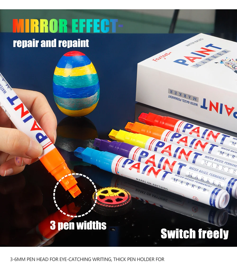 1 Pc Bunte Malerei Stift Wasserdicht Permanent Graffiti Ausbesserung Reifen Marker Auto Gummi Reifen Lauffläche Mark Stift für Fahrrad Auto metall – Detail 4