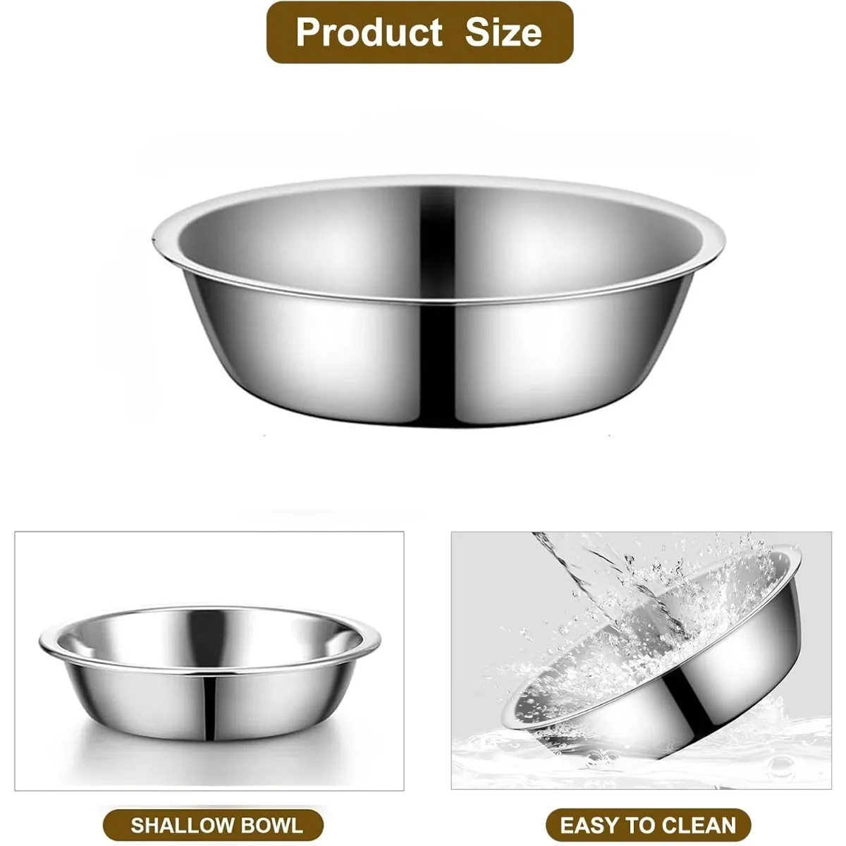 2 Pcs Steel Cat Bowl Replacements Duty Metal Pet Dishes Food Water Insert Pans for Elevated Raised Stand Feeders