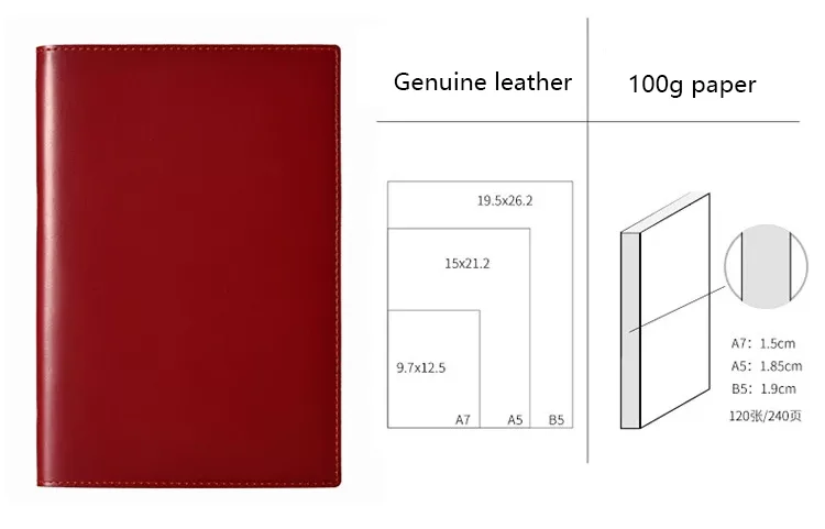Genuine Leather Lined Pages A5 Notebook Logo Name Customize B5 A6 Sketch Book Diary Journal Student Gift - view 6