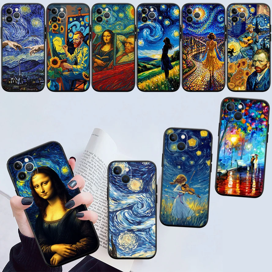 FD37 Starry Night Van Gogh Phone Case for Samsung M06 M15 M16 M35 M55 M56 A36 A42 A50 A50S A51 A52 A32 A33 A05 A05S A06 A16 A20