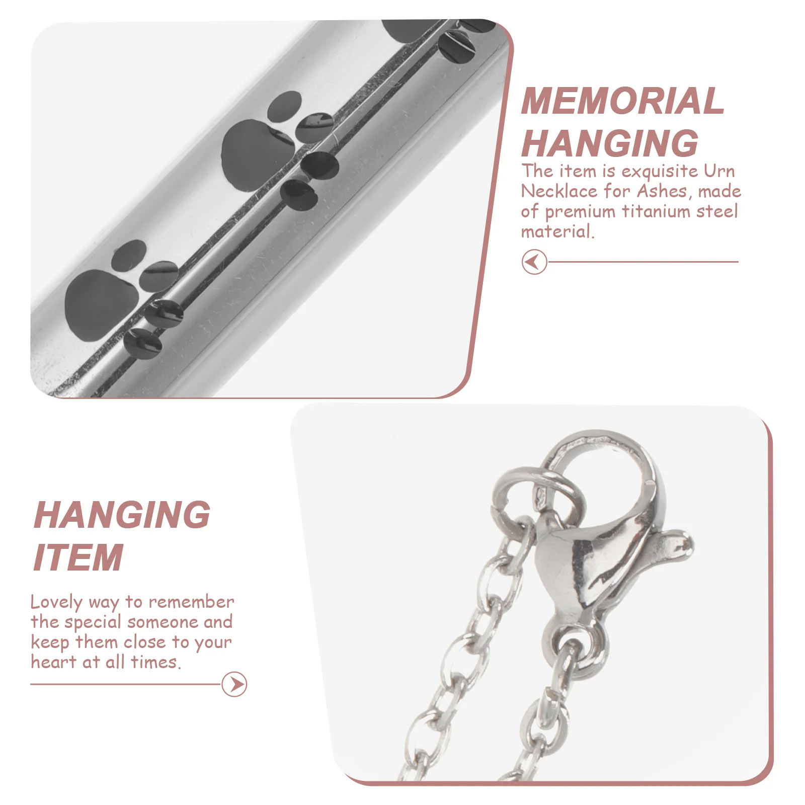 

Premium Urn Necklace for Ashes Memorial Pendant Keepsakes Jewelry Waterproof Cremation Necklace for Men Cat Memorial Stones